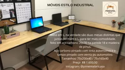 Mesa em L Estilo Industrial